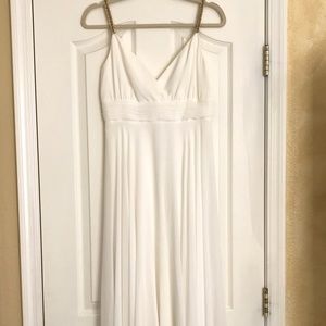 Donna Morgan Greek White Dress Gold Straps Size 4